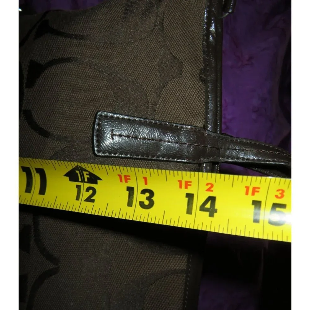 Coach 2013 Signature C Brown Canvas & Leather Trim Fold over Tote and Crossbody